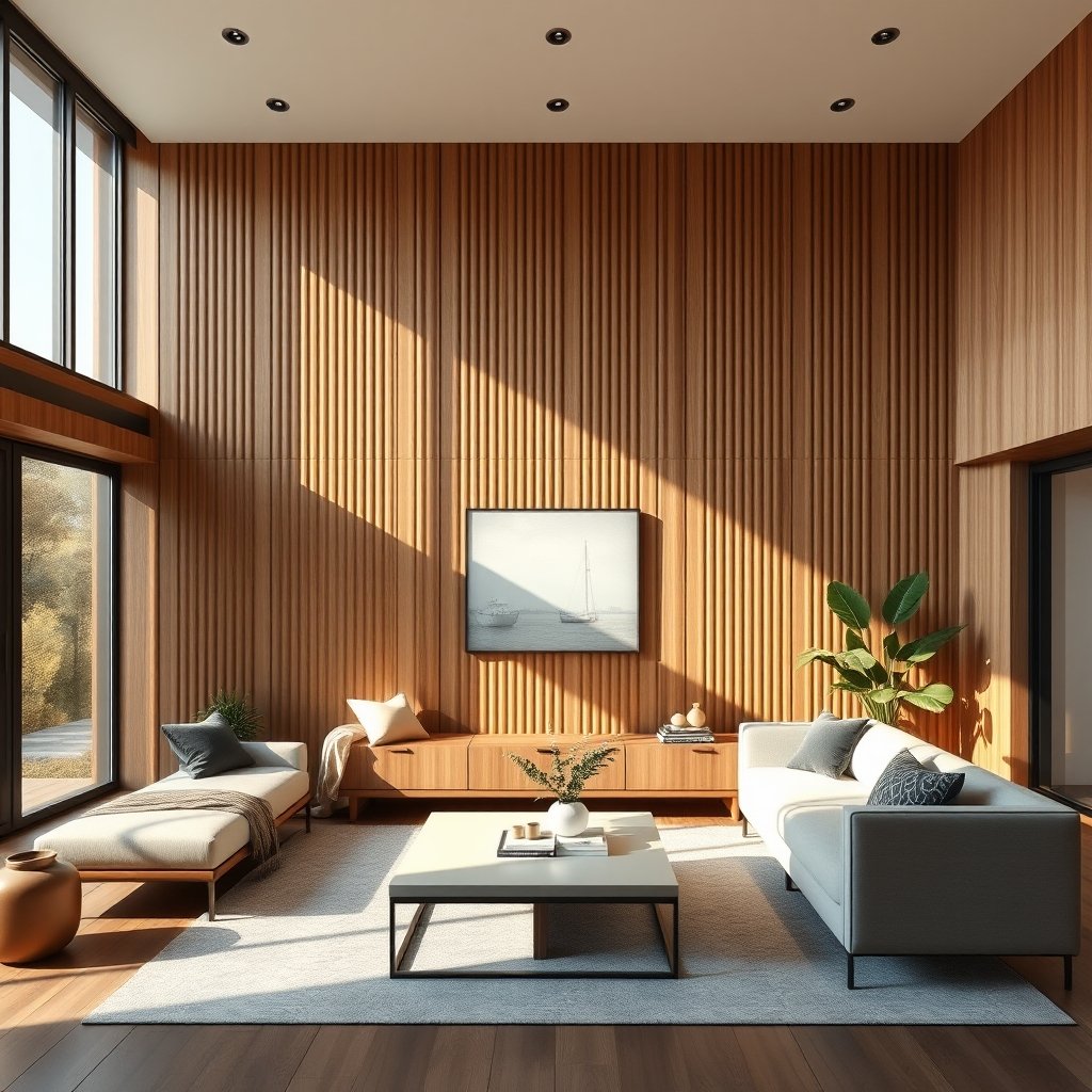 fluted wall panels living room - Illustration 1