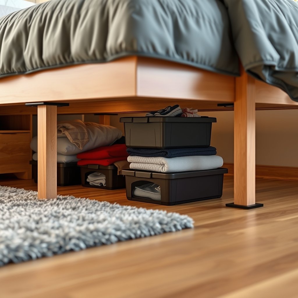 bed risers in action