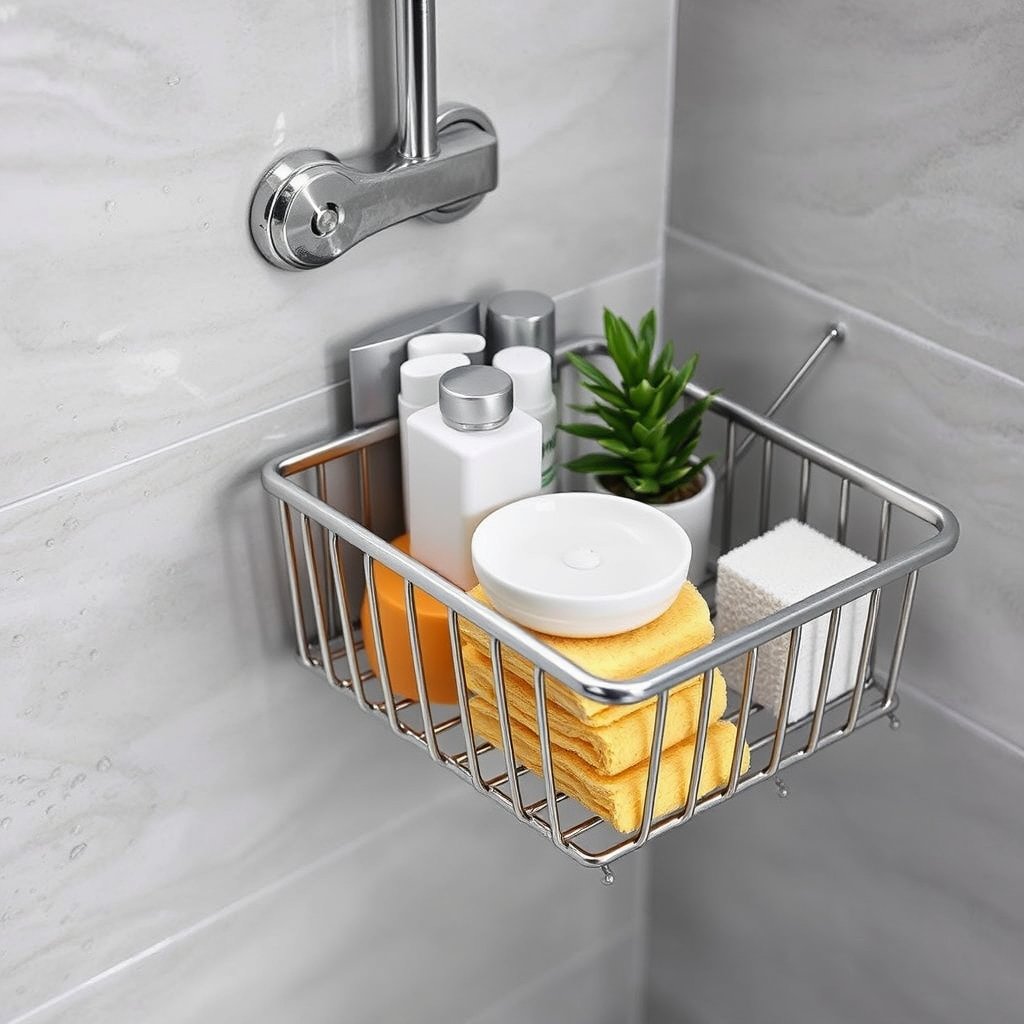 shower caddy in action