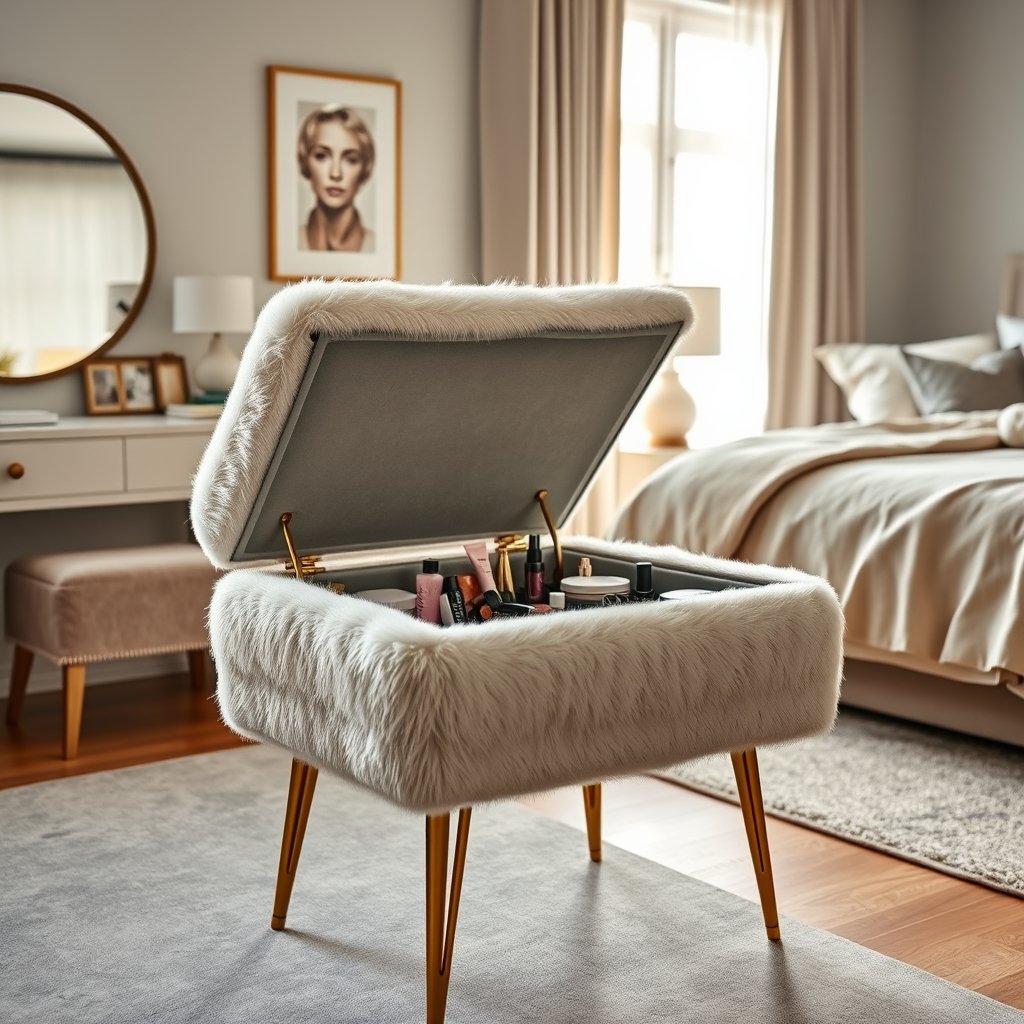 vanity stool in action