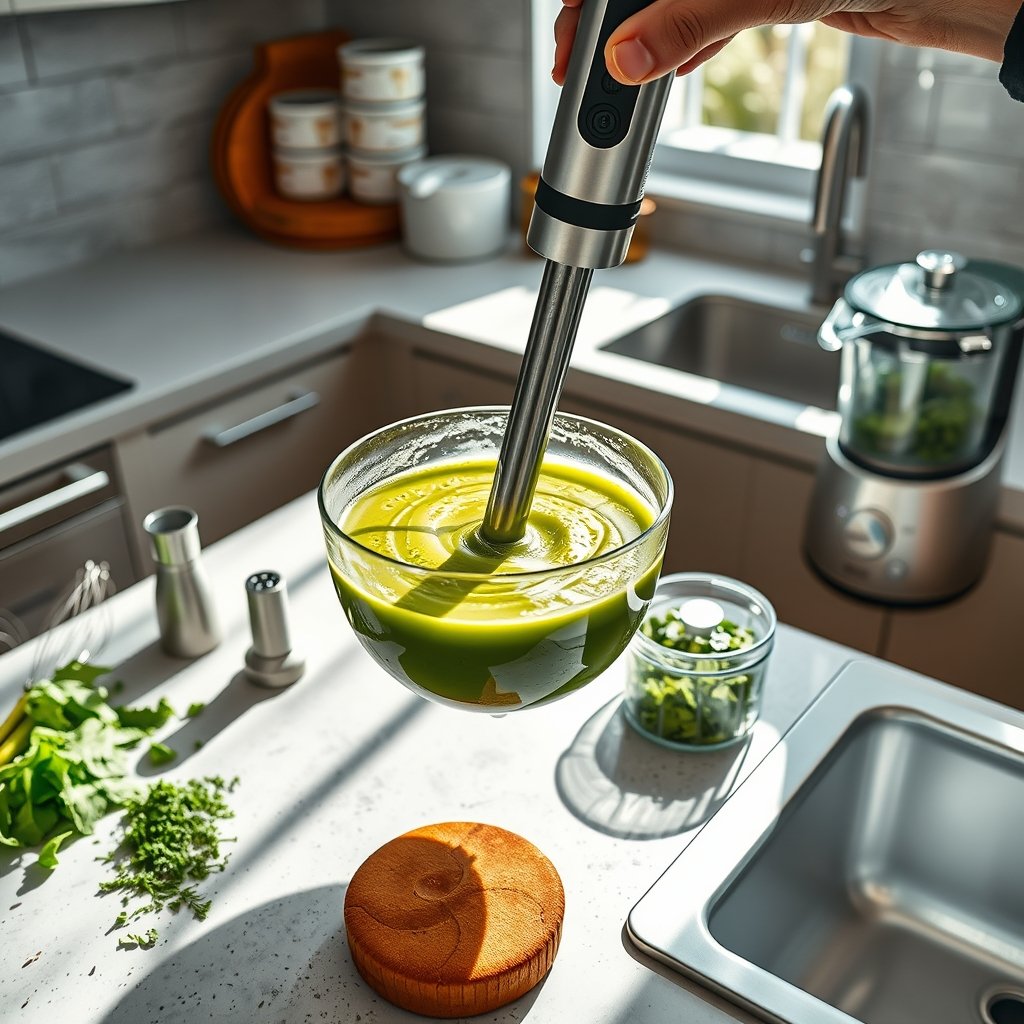 immersion blender in action