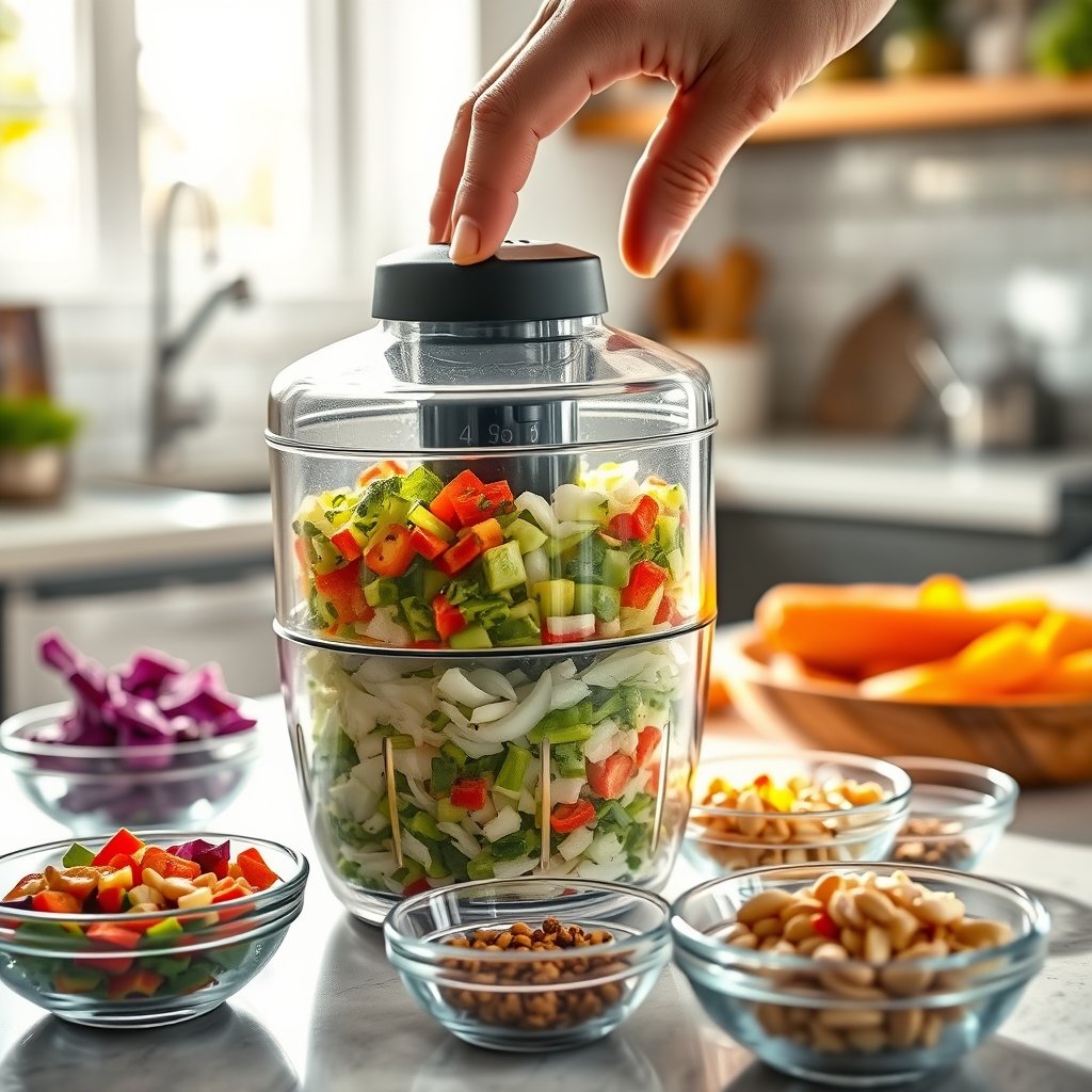 vegetable chopper in action