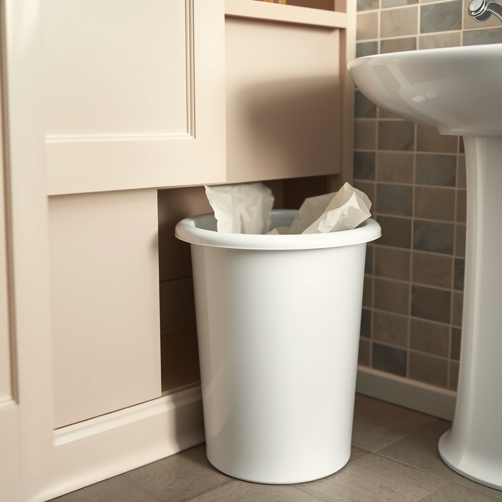 resin wastebasket in action