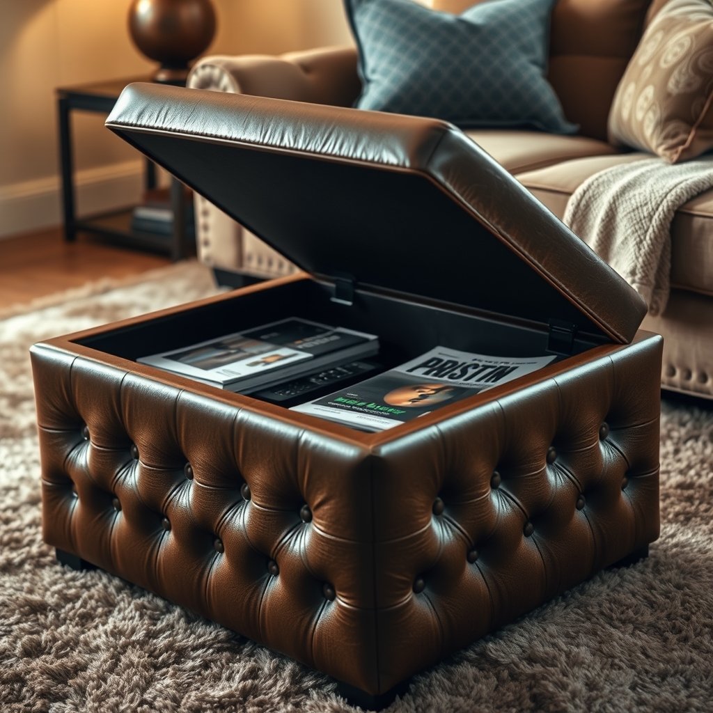 storage ottoman in action