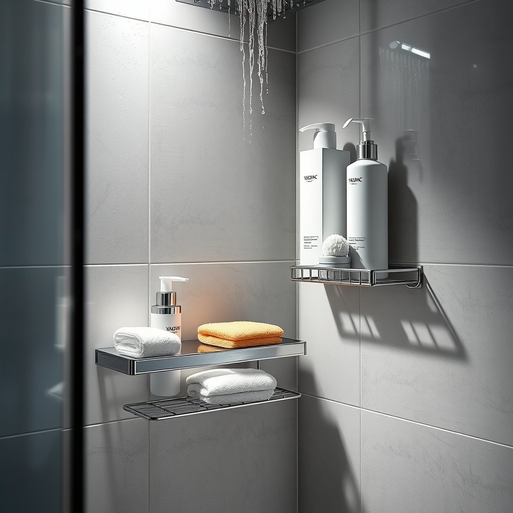 alt="Adhesive Shower Caddy rustproof b
