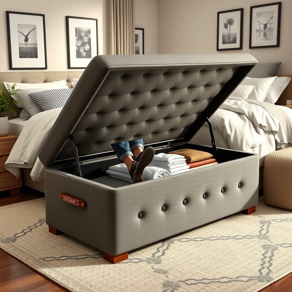 foldable storage bench for bedroom