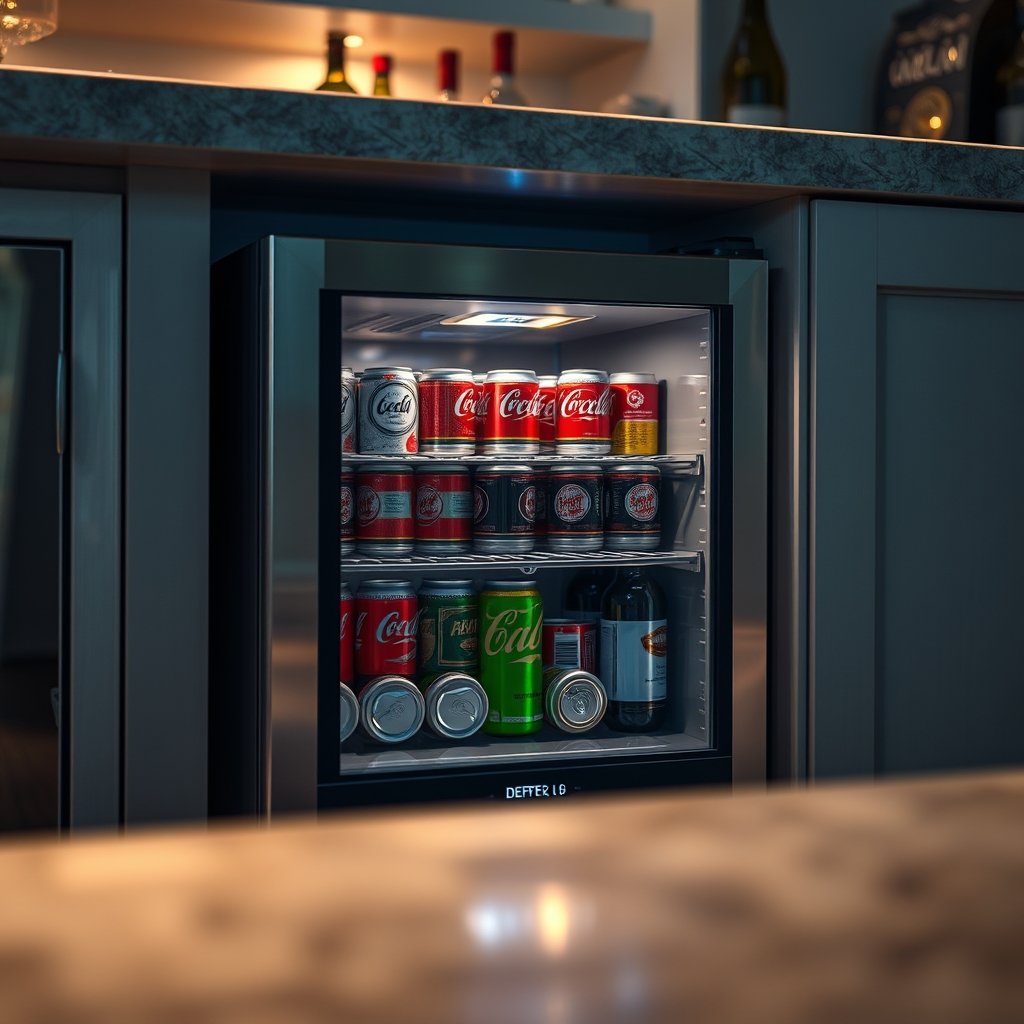 beverage refrigerator in action