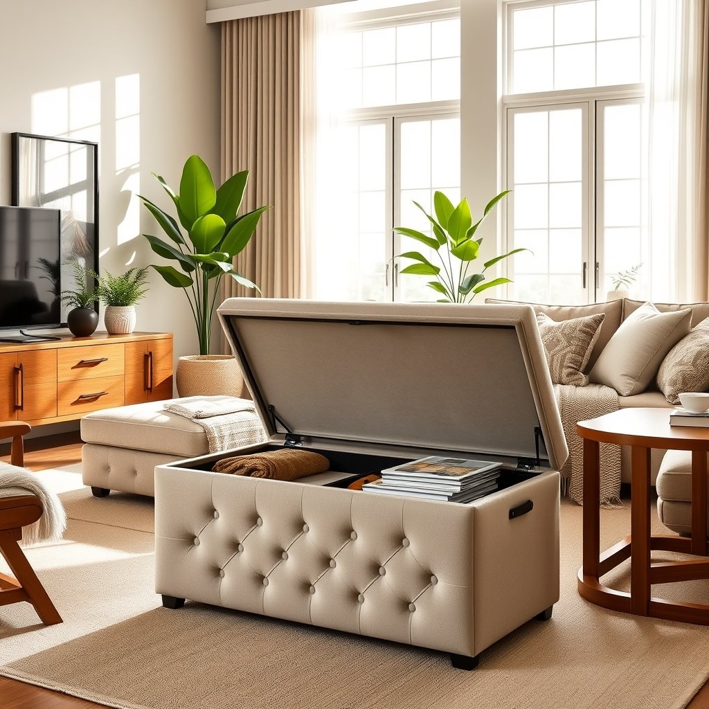 foldable storage bench with hidden storage